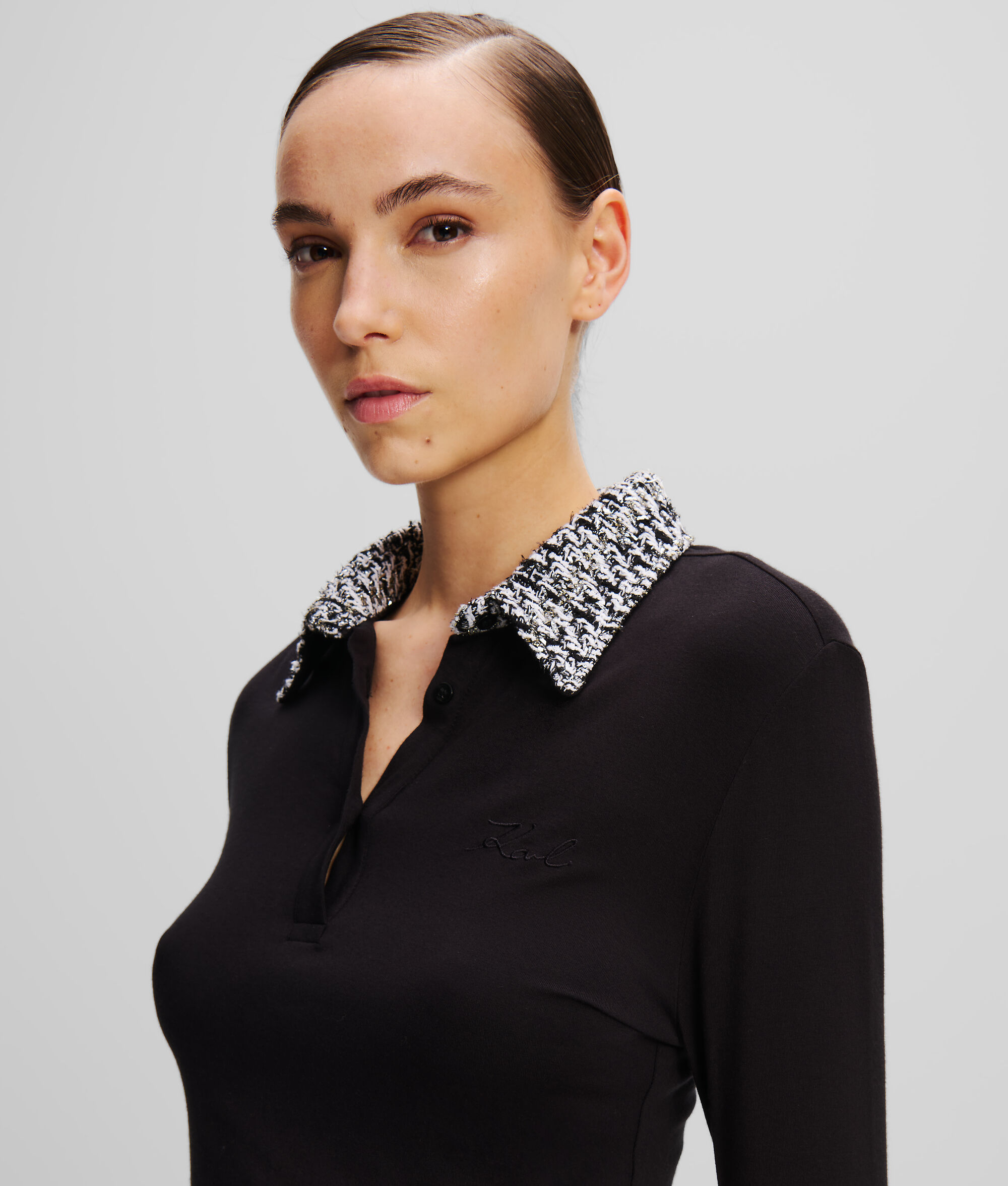 (image for) Fragrant LONG-SLEEVED BOUCLE POLO SHIRT